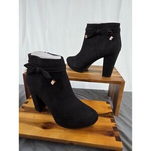 LC Lauren Conrad Black Faux Fur Ankle Boots Size 10